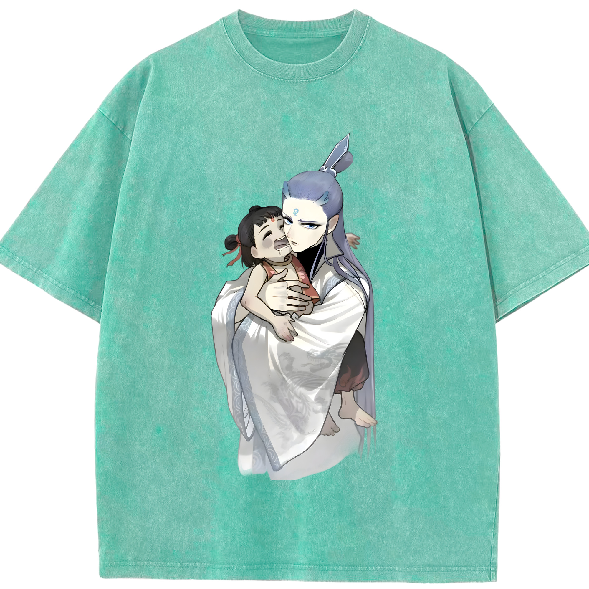 （画像用） Ne Zha 2 ナタ 魔童の大暴れ 綿100% ヴィンテージ風 半袖Tシャツ（フロントプリント）